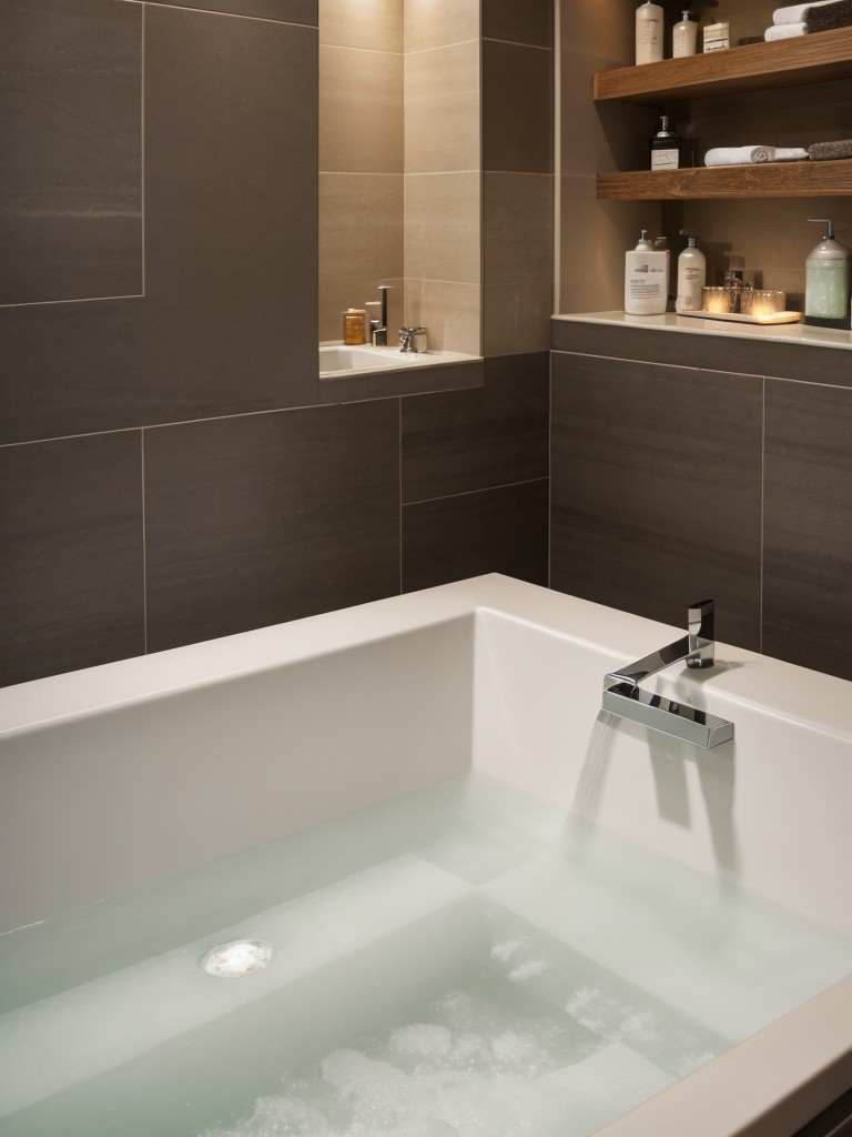 Install a home spa or a luxurious bathroom with features like a rainfall showerhead, a deep soaking tub, and mood lighting.