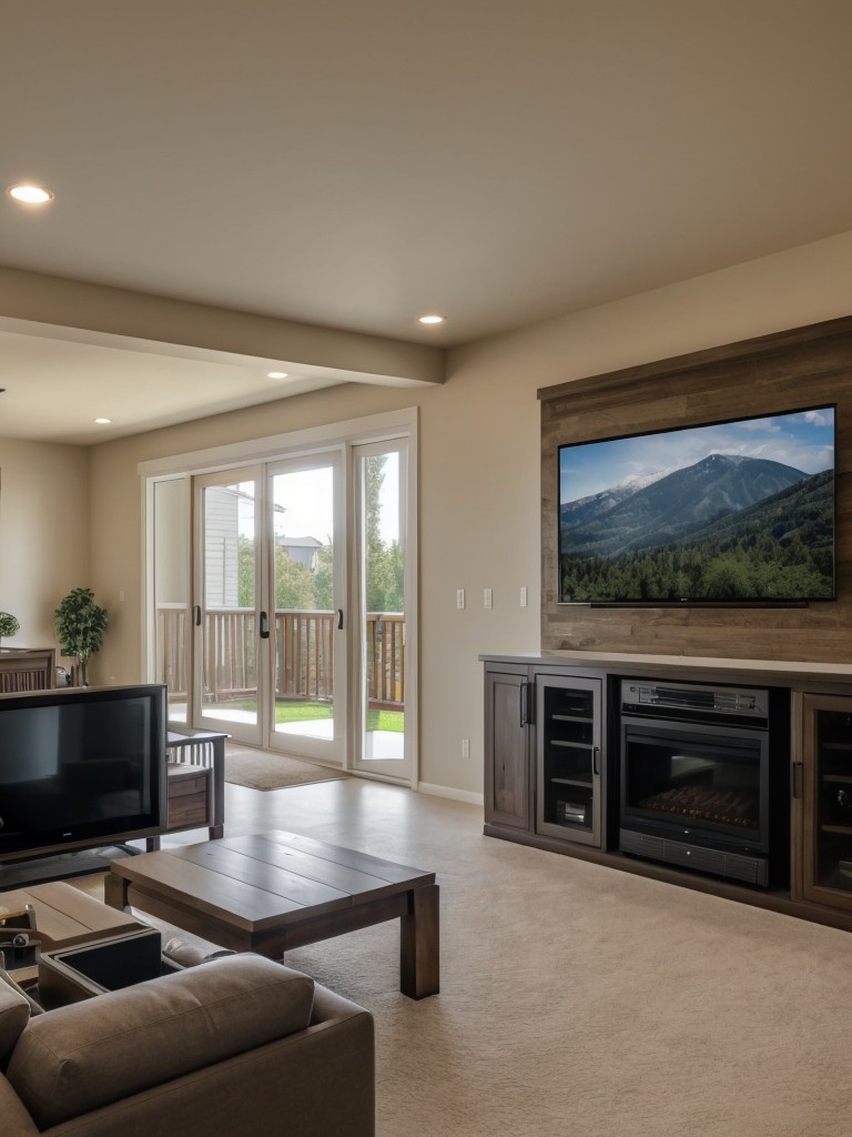 Install a state-of-the-art home entertainment system, including surround sound, flat-screen TVs, and integrated controls.