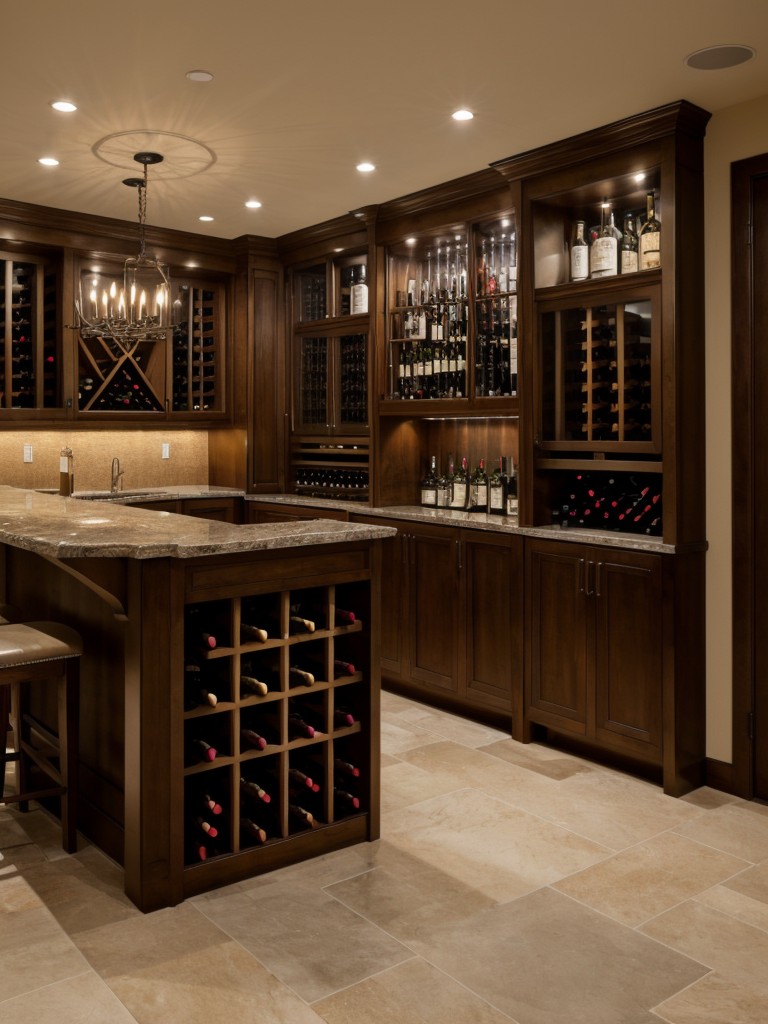 Integrate a wine cellar or a bar area for entertaining guests and showcasing your collection of fine spirits.