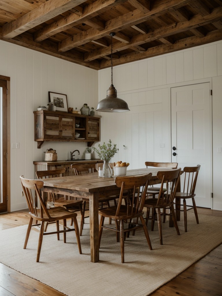 Authentic wooden furniture: Invest in quality wooden furniture pieces like a farmhouse dining table or a barn wood bed frame to bring a rustic touch to your contemporary apartment.