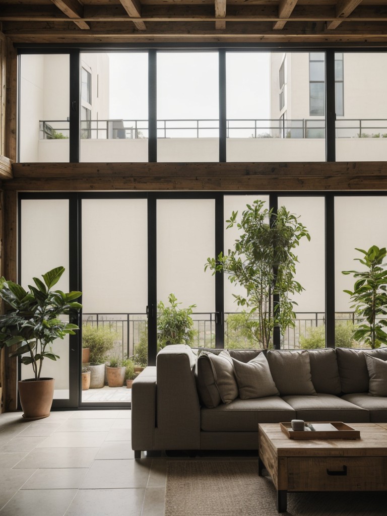 Bring the outdoors in: Incorporate elements of nature into your modern rustic apartment, whether it's through large windows, indoor plants, or natural stone accents.