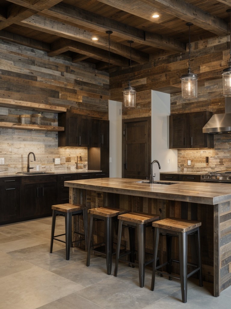 Rustic meets modern: Create a unique blend of natural materials like reclaimed wood, stone, and metal with sleek finishes and contemporary furniture for a modern rustic apartment.