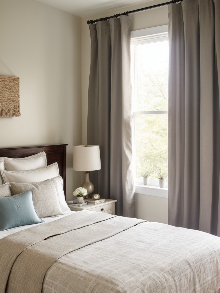Create a cohesive look by using a consistent color or pattern theme in your bedding, curtains, and accessories.