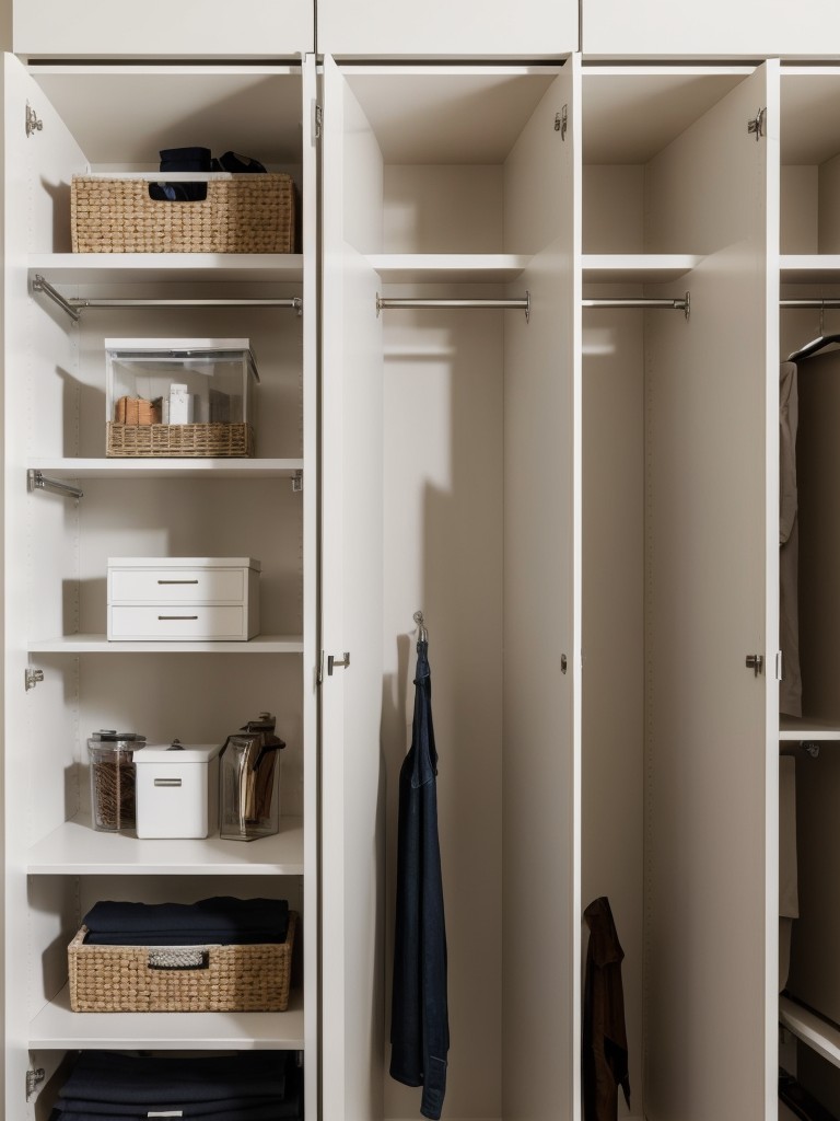 Implement built-in storage solutions, such as a custom wardrobe or shelving system, to maximize space.