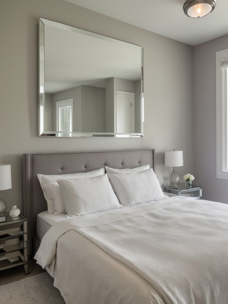 Incorporate mirrors strategically to reflect light and create the illusion of a larger bedroom.