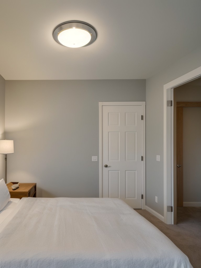Install proper lighting fixtures, including bedside lamps and recessed lights, to brighten up the bedroom.