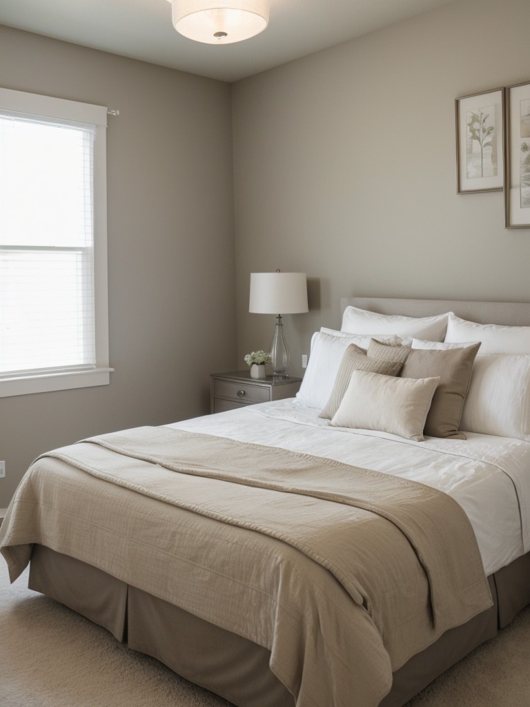 Opt for light and neutral colors on the walls and bedding to create a sense of spaciousness.