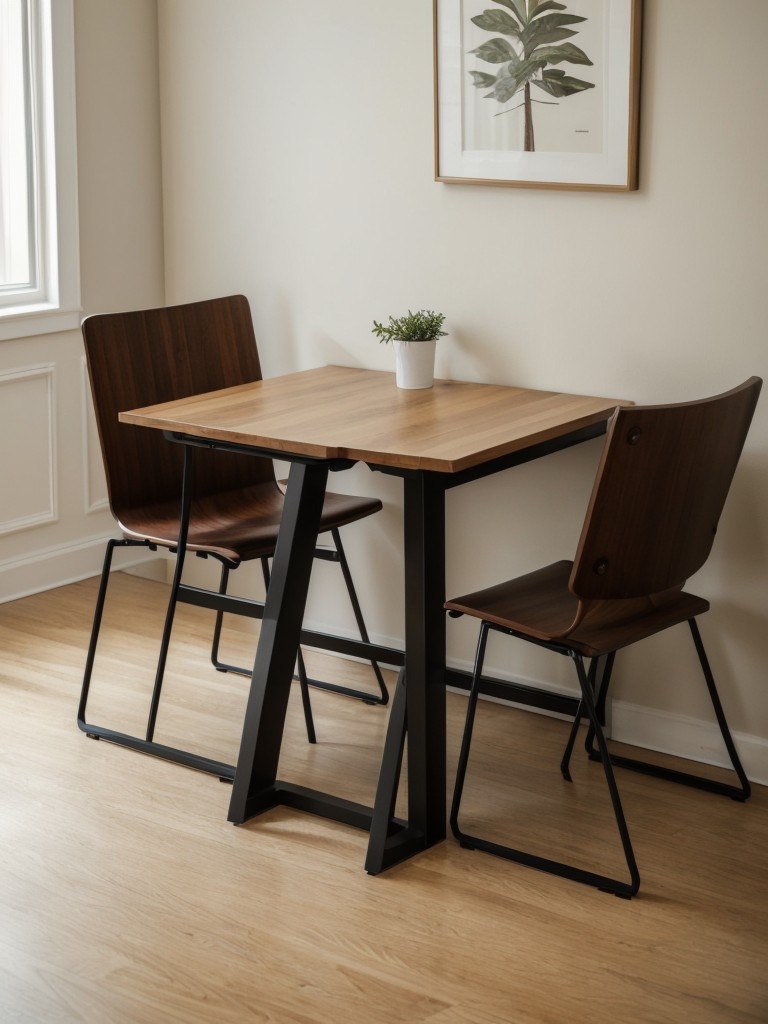 Consider using a folding dining table that can be expanded or hidden away when not in use to save space in a small apartment.