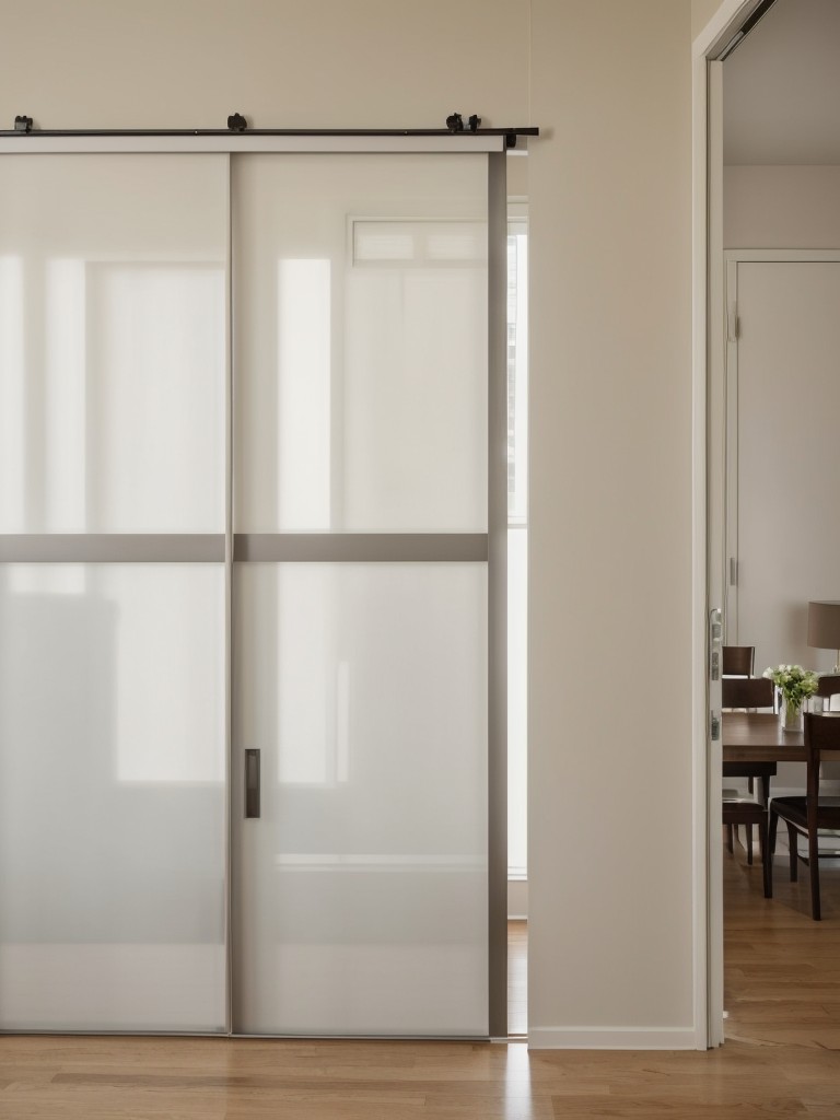 Consider using sliding doors or curtains as room dividers to create separate zones within the apartment without taking up unnecessary space.