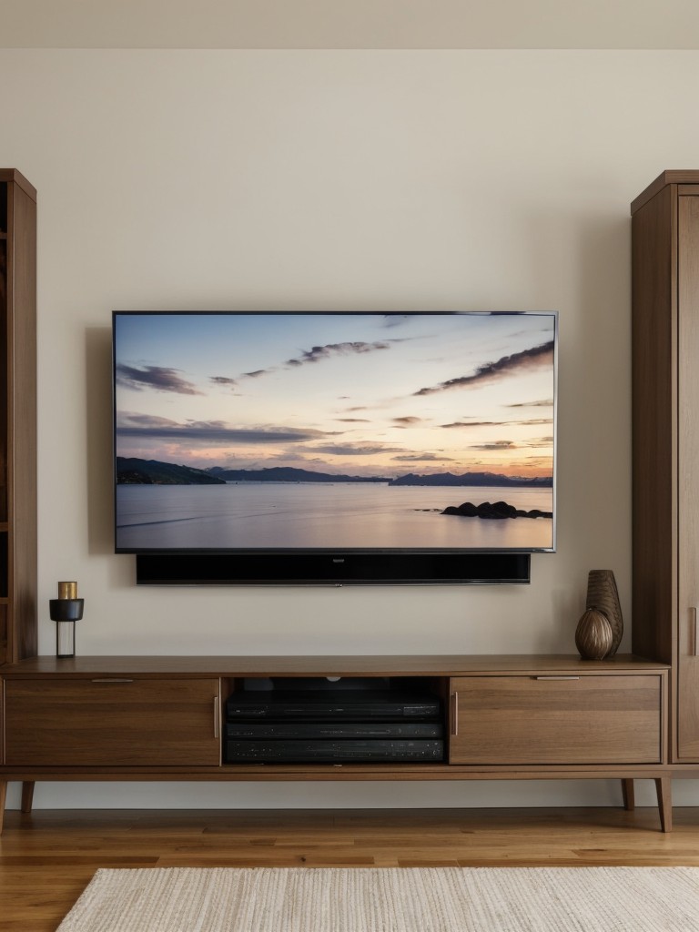 Install a wall-mounted TV unit to save valuable floor space and create a streamlined entertainment setup.