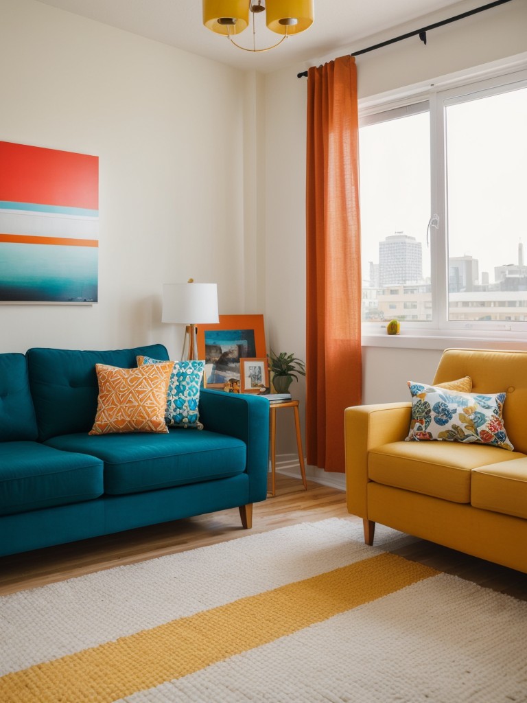 Add pops of color through accessories or artwork to inject personality and vibrancy into your studio apartment.