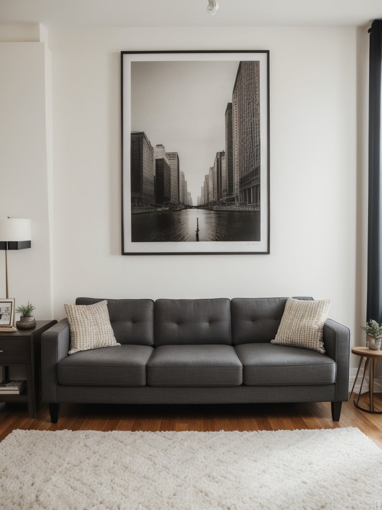 Choose statement artwork or a gallery wall to create a focal point and add a personal touch to your studio apartment.