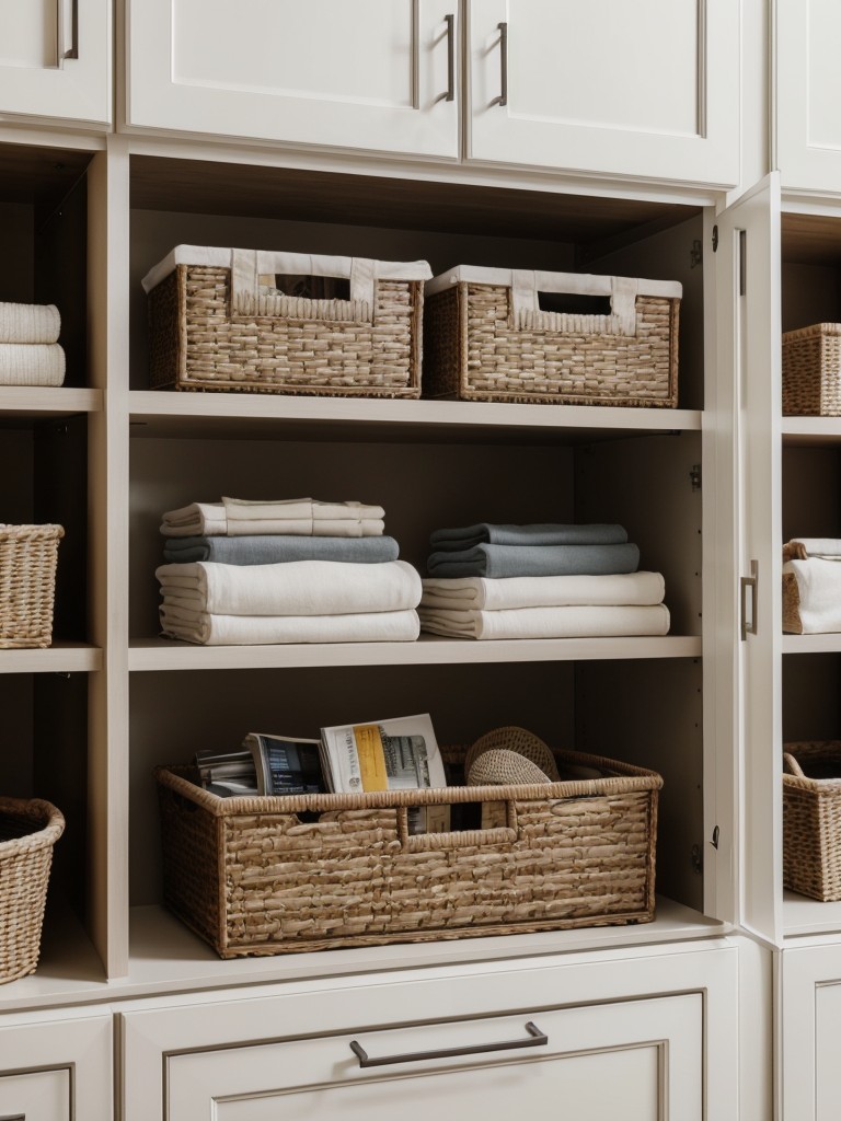 Incorporate a combination of open and closed storage solutions to keep the room organized and visually appealing.