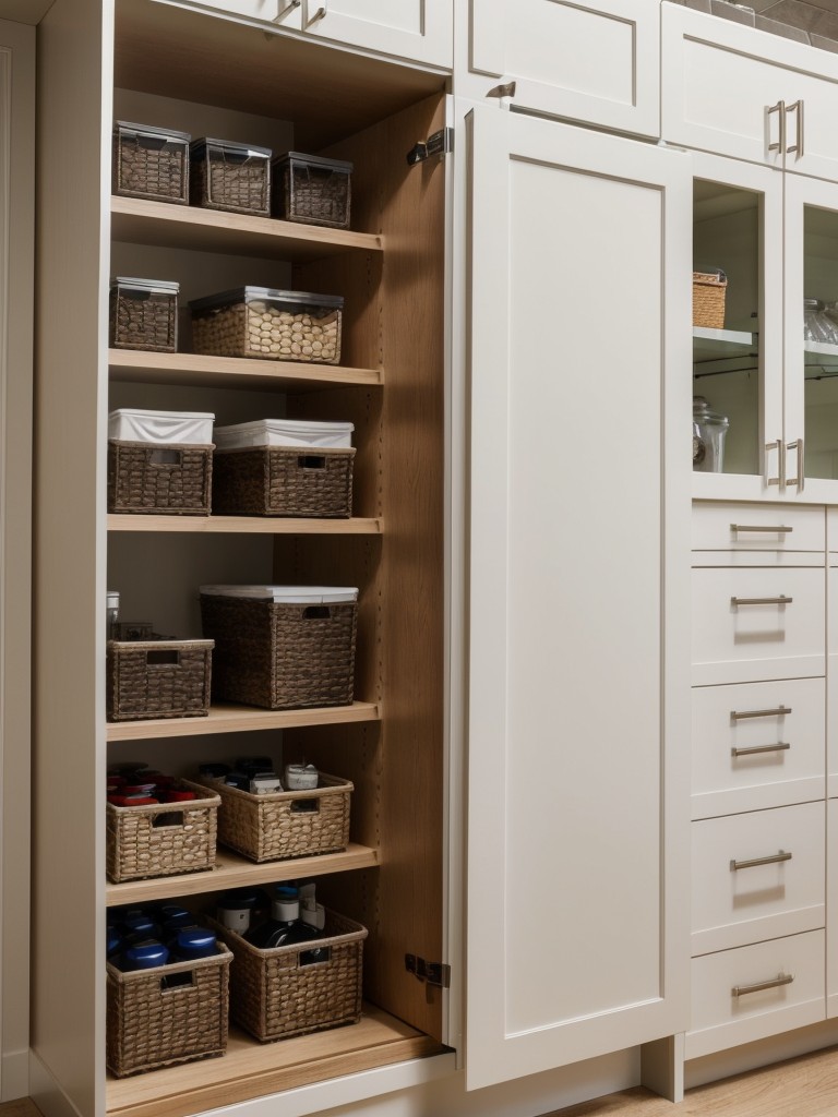 Utilize built-in storage solutions such as cabinets, cubbies, or open shelving to maximize storage without sacrificing floor space.