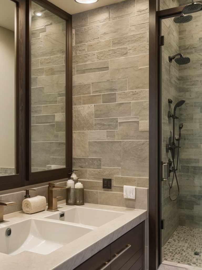 Create a serene and spa-like bathroom retreat by incorporating natural materials like stone, adding a rainfall showerhead, and incorporating ample storage for a clutter-free space.