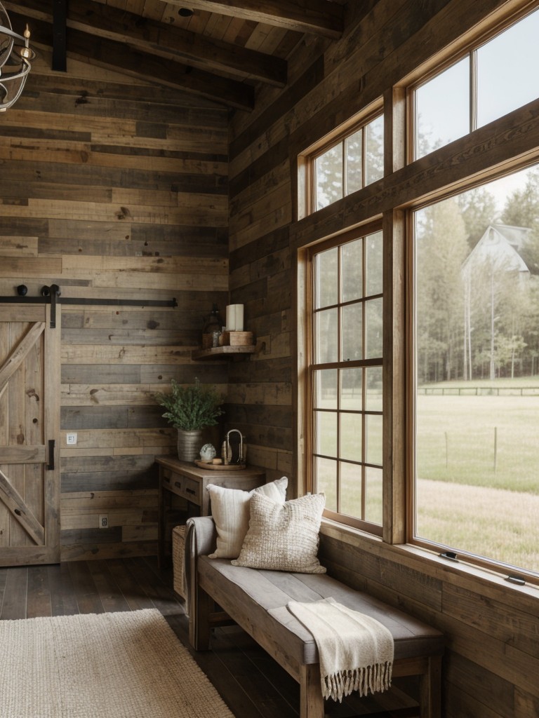 Embrace a modern farmhouse aesthetic by incorporating elements like barn doors, shiplap walls, and rustic wooden furniture for a cozy and charming atmosphere.