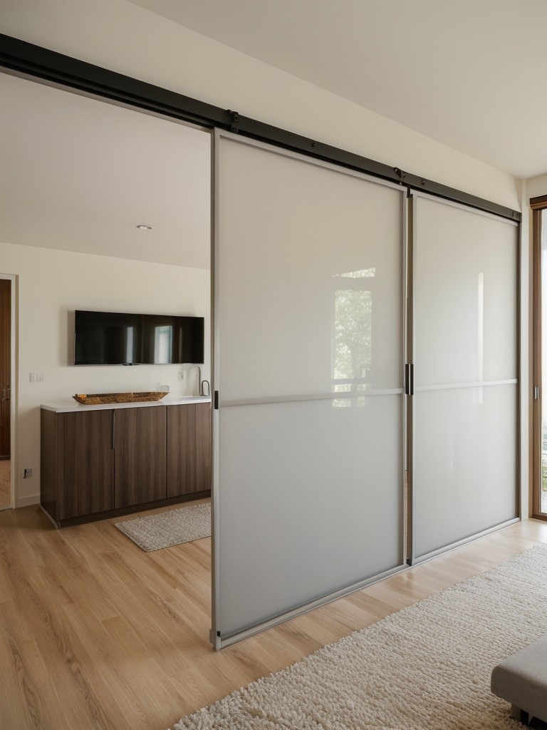 Utilize sliding doors or room dividers to separate different areas of your apartment while maintaining an open and flexible layout.