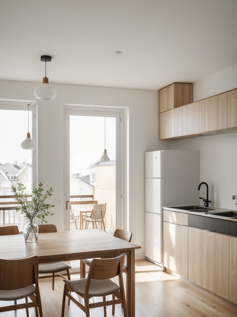 Scandinavian-inspired apartment design with clean lines, light wood finishes, and plenty of natural light for a fresh and airy feel.