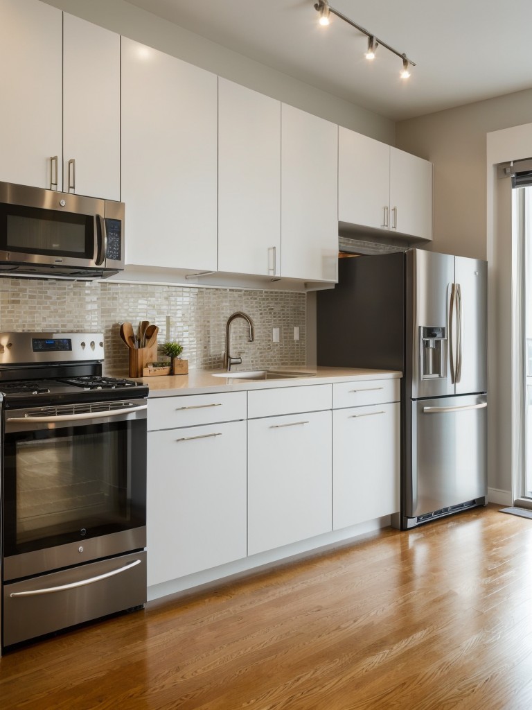 Creating a space-saving and functional kitchen in a New York apartment with efficient storage solutions, smart appliances, and multifunctional kitchen islands.