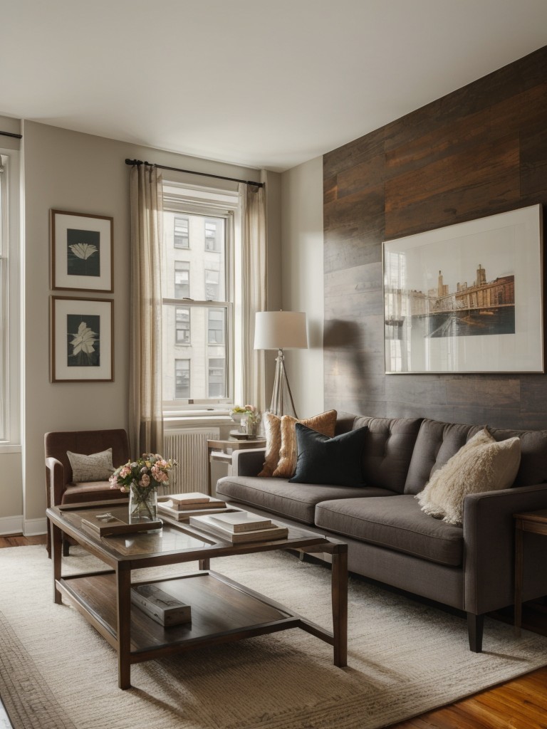 Designing a cozy and welcoming New York apartment with layered textures, rich colors, and inviting seating areas.