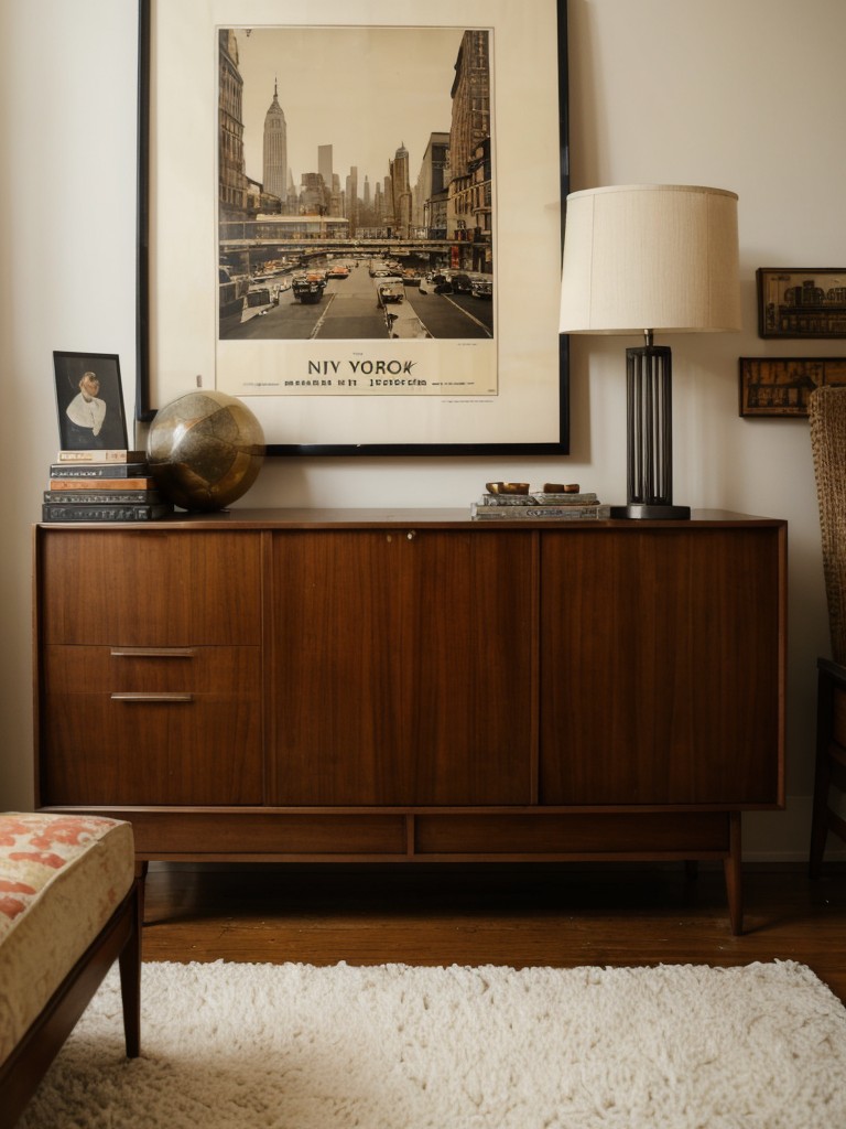 Incorporating vintage and retro elements into the design of a New York apartment, such as mid-century furniture, vintage posters, and nostalgic accessories.