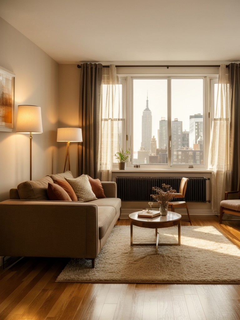 Create a cozy and inviting atmosphere in your New York apartment by incorporating soft lighting, plush textures, and warm color palettes.