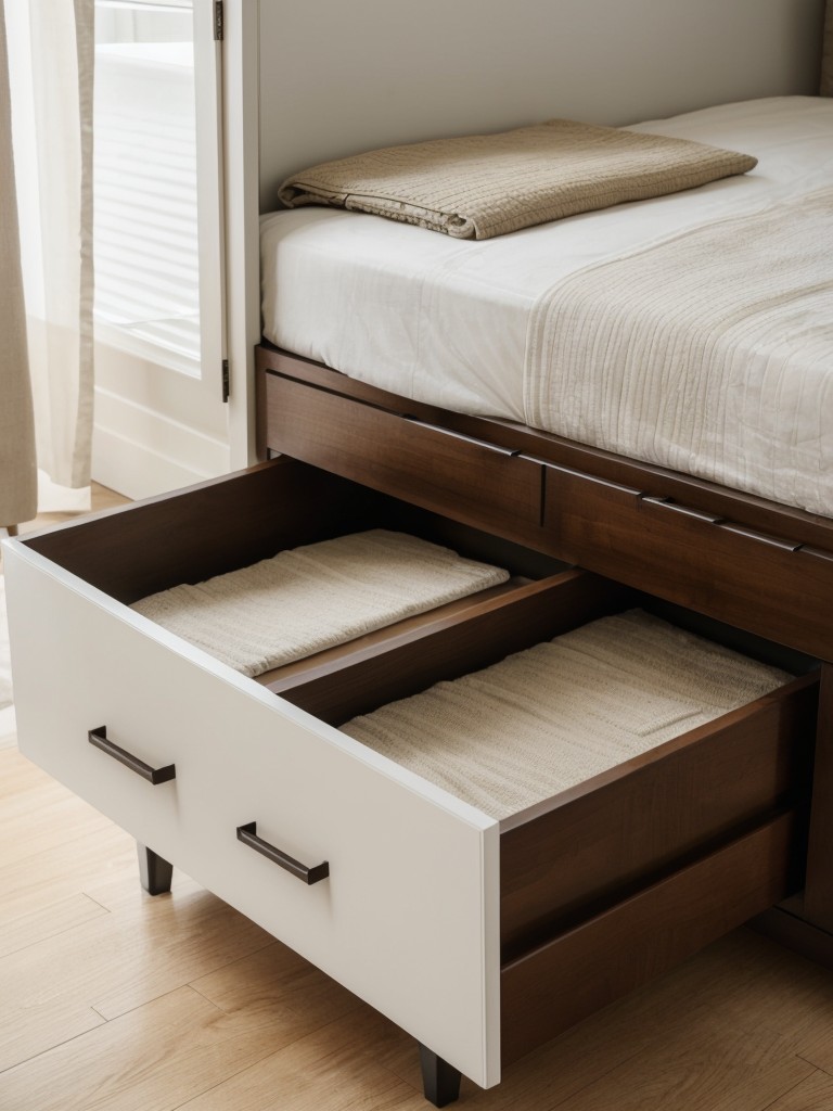 Invest in multifunctional furniture pieces like ottomans with hidden storage or bed frames with drawers.