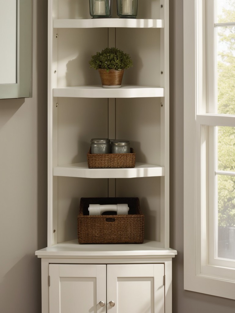 Make use of underutilized spaces like corners with corner shelves or cabinets.