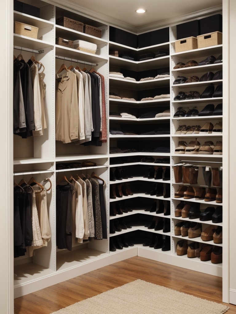 Maximize closet space by incorporating closet organizers and hanging storage compartments.