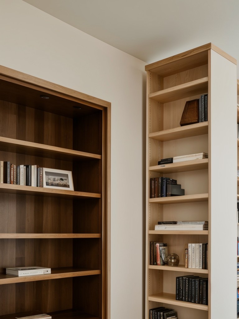 Utilize vertical space with tall bookshelves or wall-mounted storage units.
