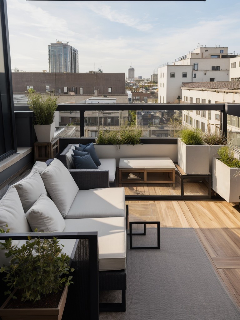 Create a seamless indoor-outdoor living experience in your loft apartment by incorporating a rooftop garden, a balcony with cozy seating, or floor-to-ceiling glass doors that open up to a private terrace.