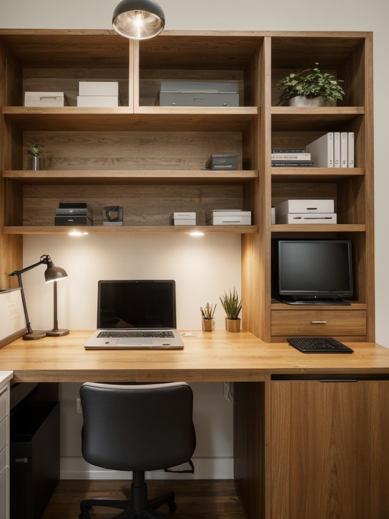 Design an inviting and functional workspace in your loft apartment by incorporating a dedicated office nook or a stylish floating desk.