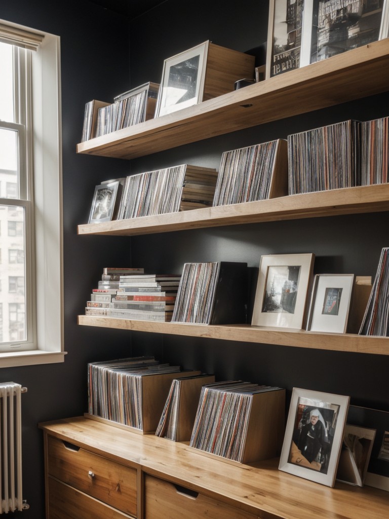 Utilize open shelving and stylish storage solutions to display your collection of books, vinyl records, or artwork in your New York loft apartment.