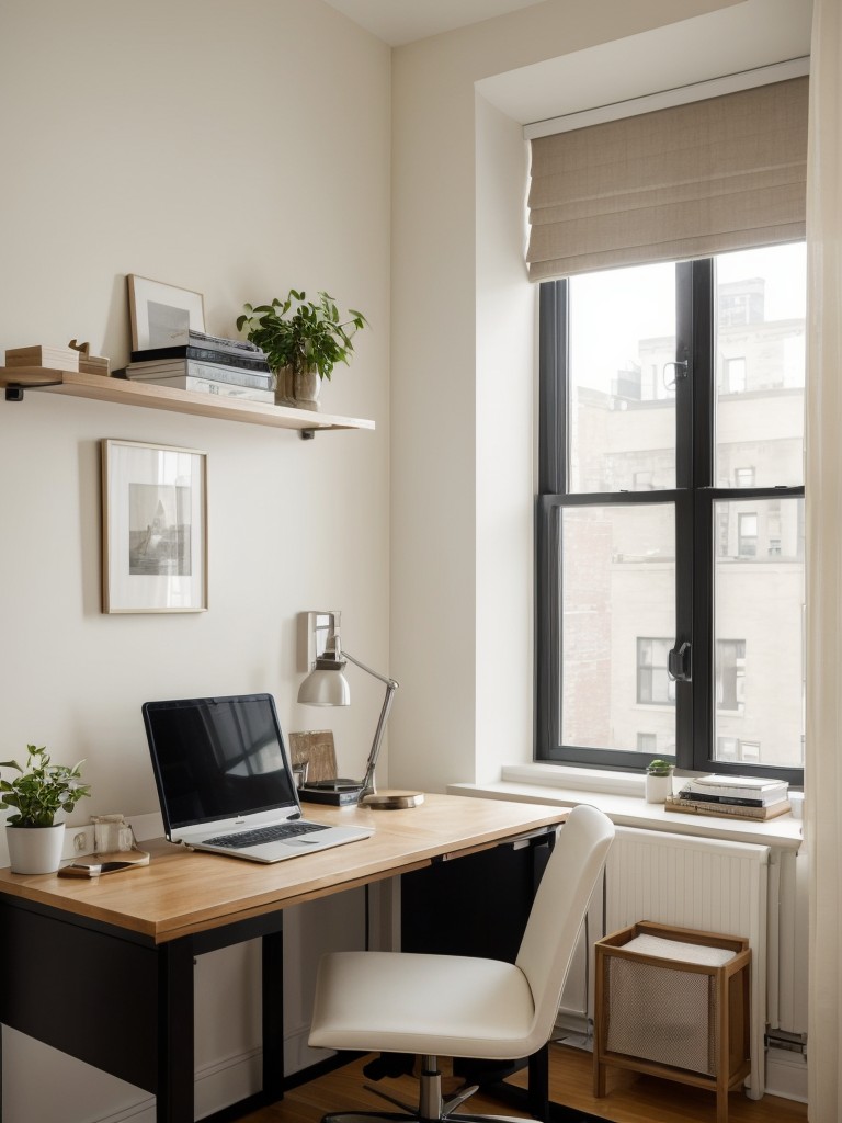 Incorporating a work-from-home area in a New York studio apartment, such as a small desk or a designated corner with a comfortable chair and proper lighting.