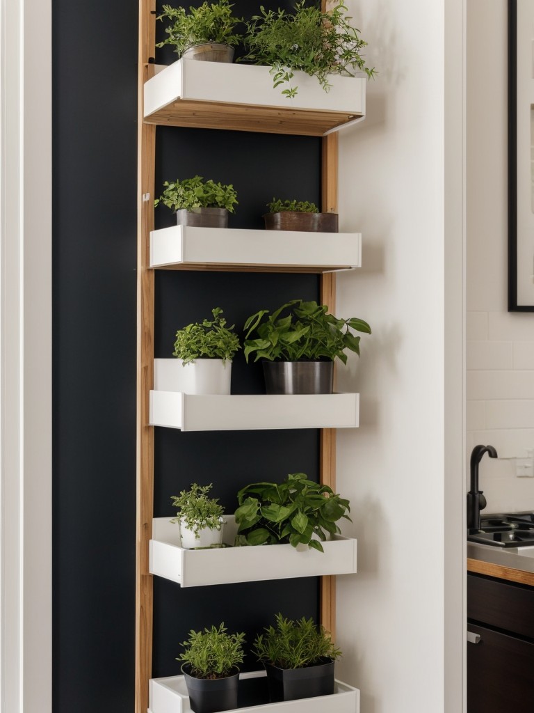 Utilizing vertical wall space in a New York studio apartment by installing floating shelves, wall-mounted organizers, or hanging planters for added storage and style.