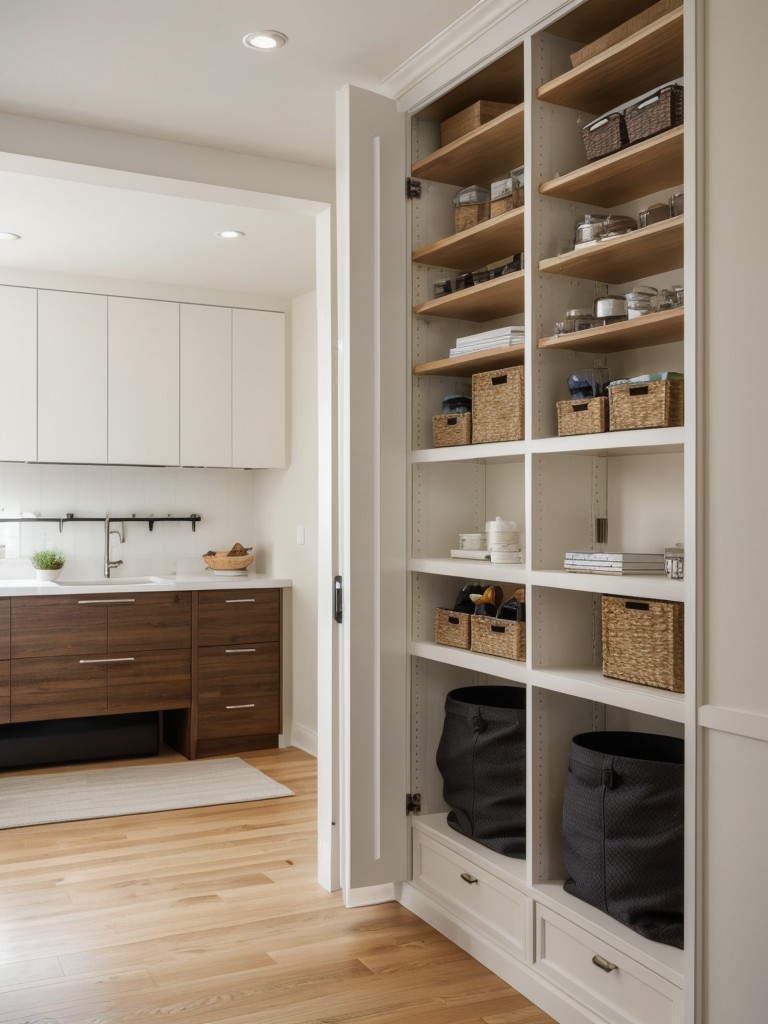 Embrace open shelving and wall-mounted organizers to maximize storage space without sacrificing style.