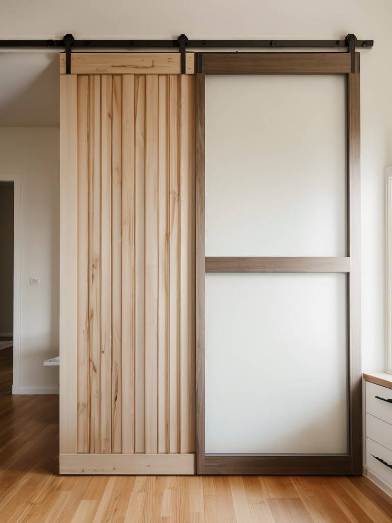 Use sliding doors or barn doors to save space and add a stylish touch to your studio apartment.