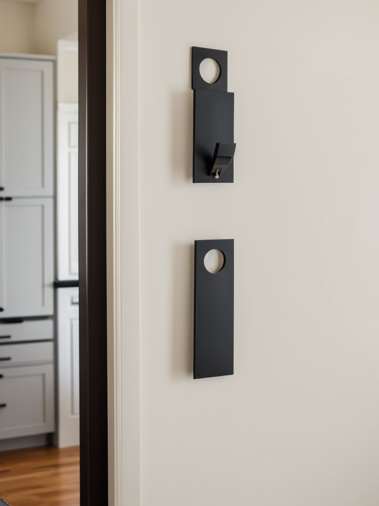 Hang decorative hooks or adhesive hooks for additional storage without drilling into walls.