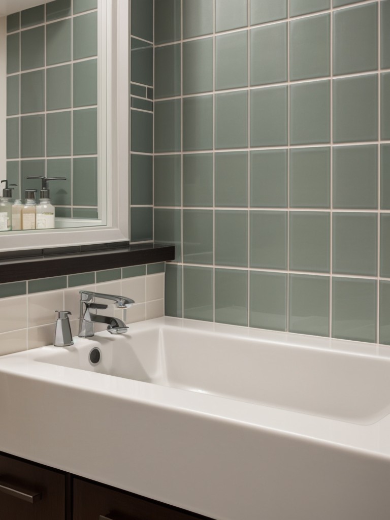 Use removable tiles or stickers to transform a bland backsplash or bathroom tiles.