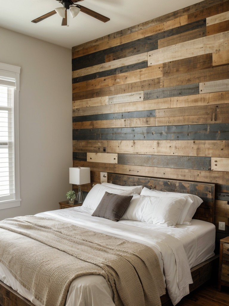 Make a bold statement with a unique and eye-catching headboard in your bedroom, such as a reclaimed wood panel or a geometric design.