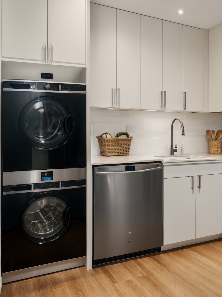 Choose space-saving appliances in the kitchen, such as a compact dishwasher or a combination washer-dryer.