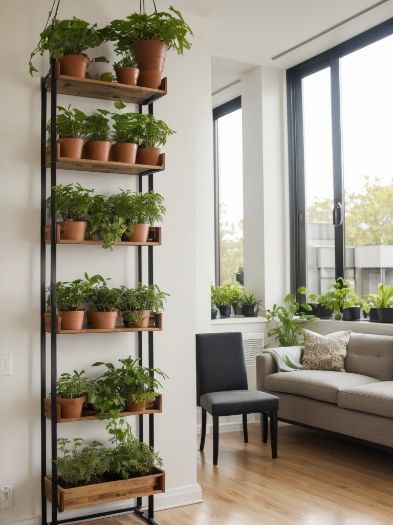 Incorporate vertical gardens or hanging plants to bring a touch of nature into your apartment.