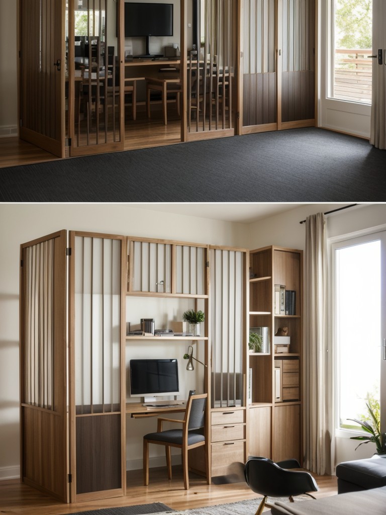 Use decorative room dividers to separate different functional zones, such as a living area from a home office.