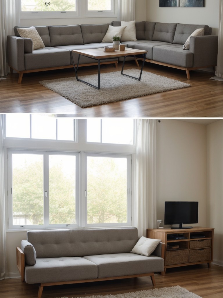 Utilize space-saving furniture, such as foldable tables and convertible sofas, to maximize the limited square footage.