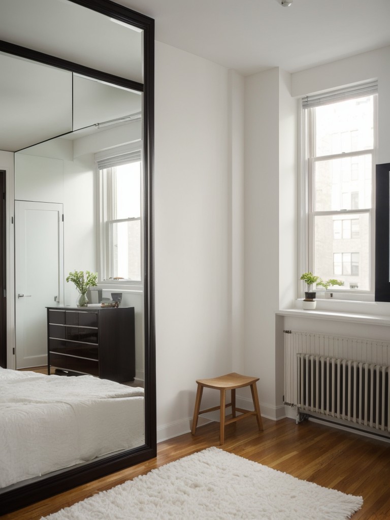 Utilizing mirrors to create the illusion of a larger space in your NYC studio apartment.