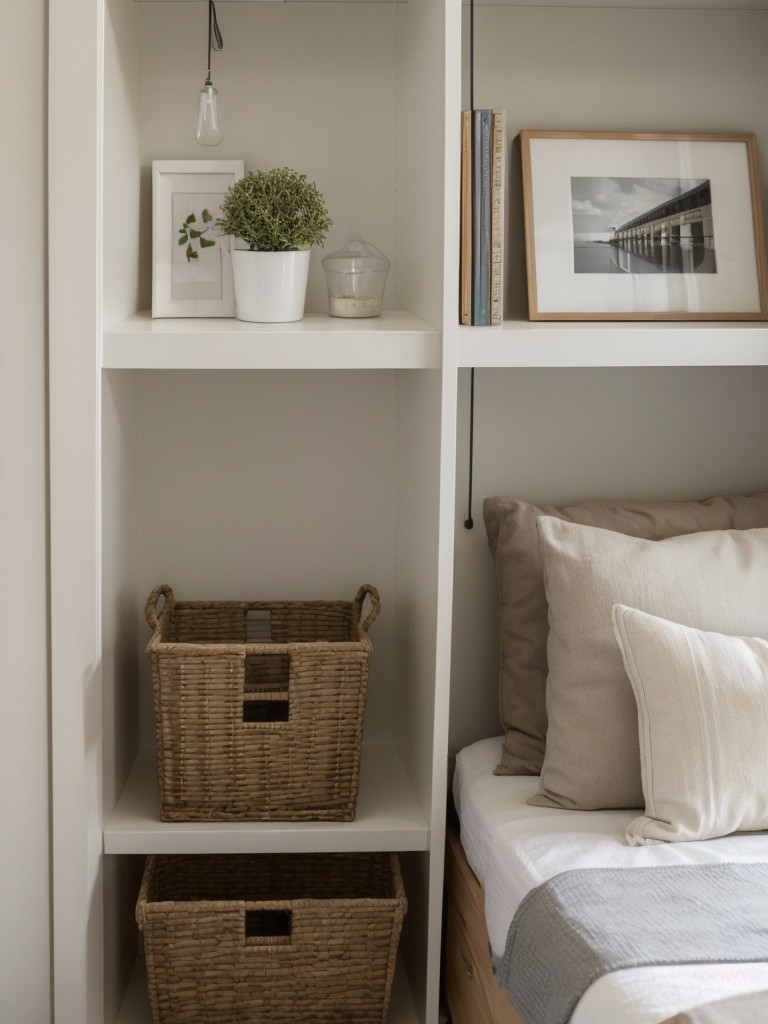 Incorporating clever storage solutions like wall-mounted shelves, hanging organizers, or under-bed storage to make the most of limited space.