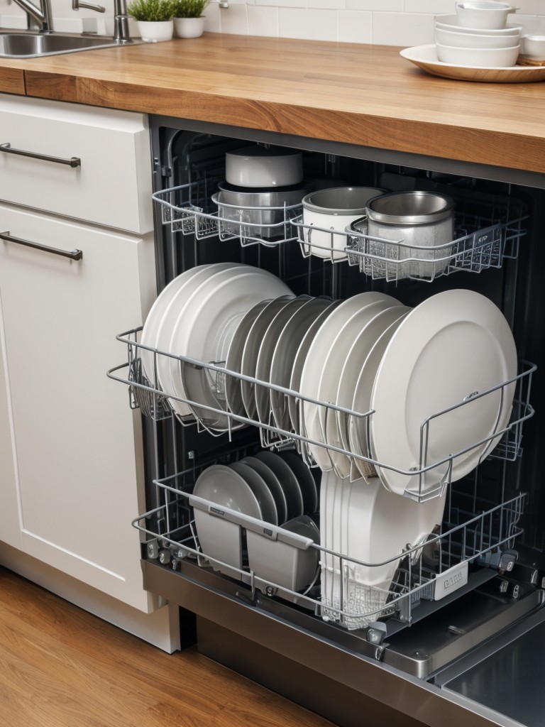 Incorporating space-saving kitchen solutions in a small NYC studio apartment, such as a compact dishwasher, stackable cookware, or magnetic knife holders.