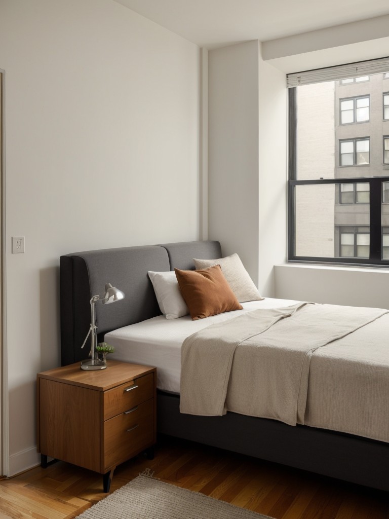 Maximizing space in a small NYC studio apartment through multifunctional furniture, such as a sofa bed or a foldable dining table.