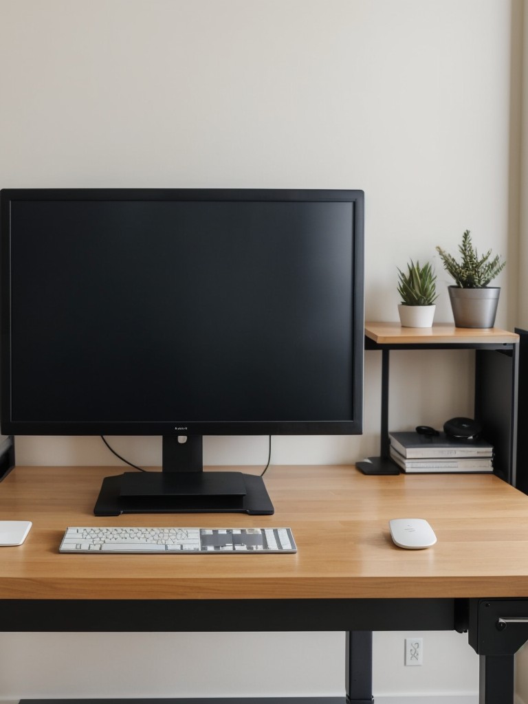 Create an ergonomic workspace by investing in a height-adjustable desk or using a monitor stand to achieve the correct eye level.
