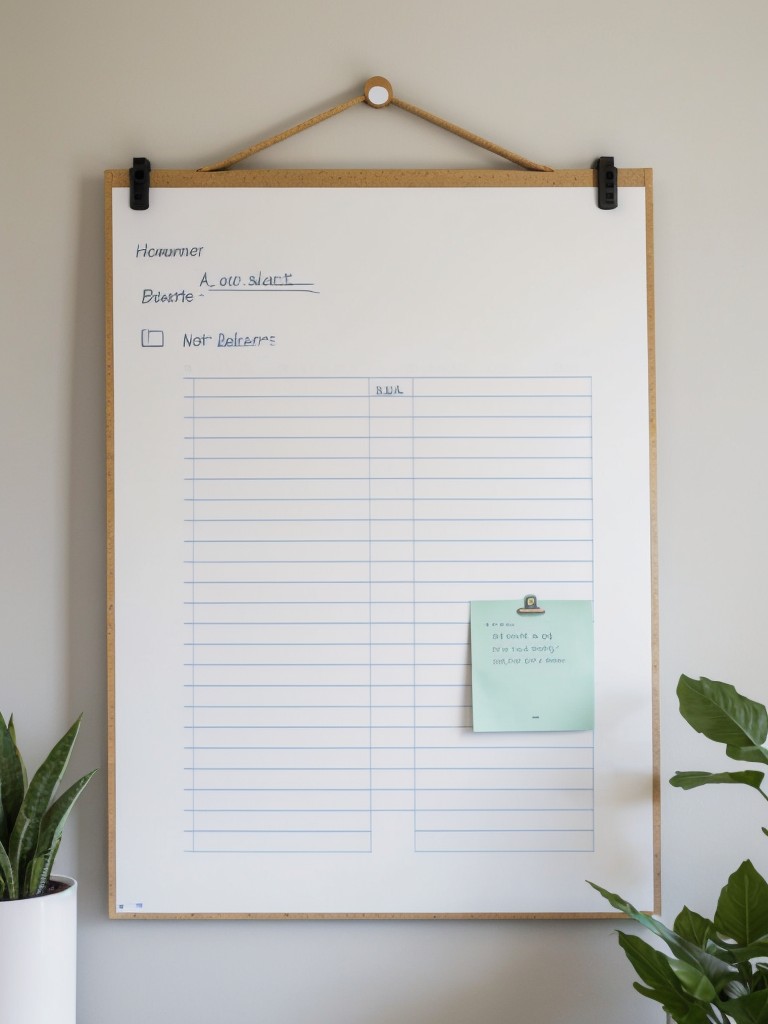 Install a whiteboard or corkboard on the wall to jot down important notes, reminders, and inspiration.
